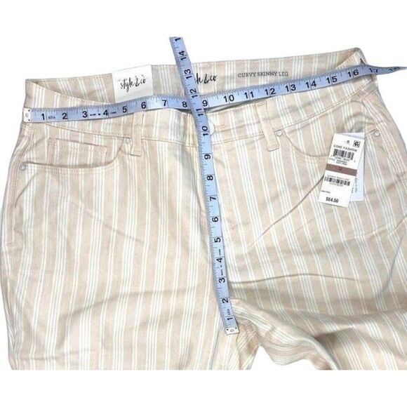Style & Co Curvy Tummy Control Jeans Pale Pink  Beige Striped Skinny Sz‎ 12 NEW - Picture 4 of 14